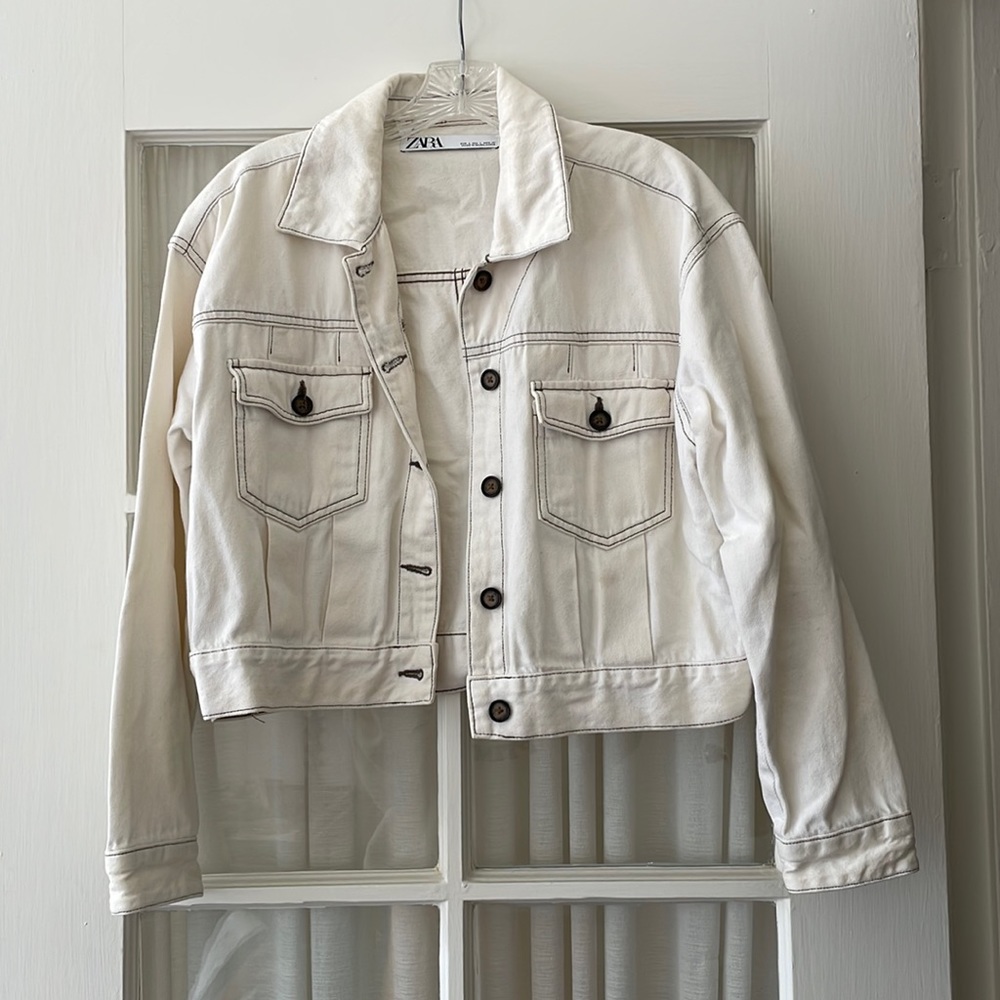 Zara Off White Button-Up Jacket